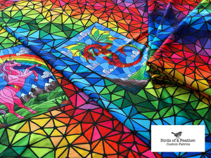 Stained Glass Unicorn Panel - Rainbow