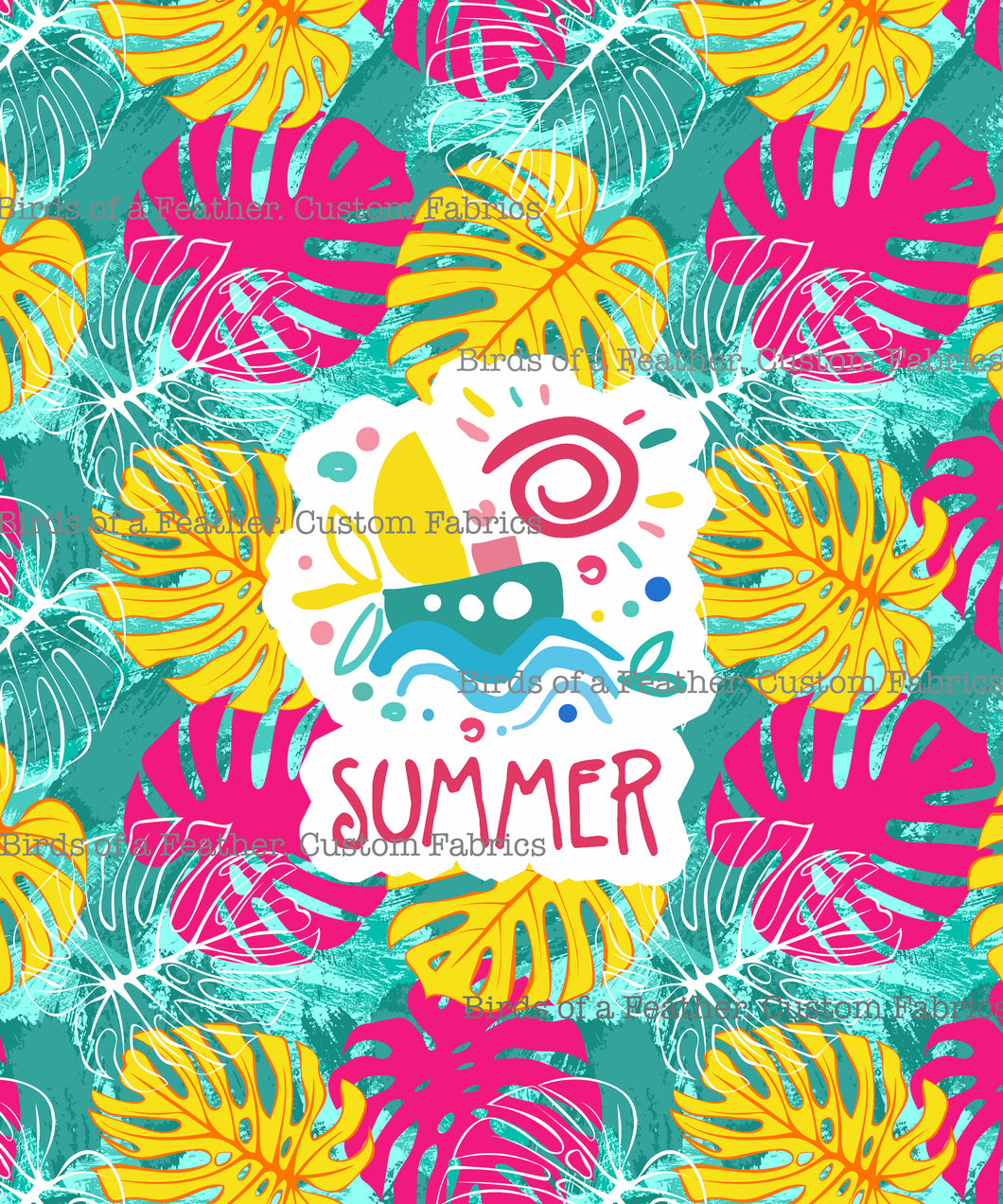Summer Monstera Leaves Panel