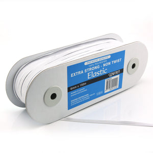 UNI-TRIM 6mm Non-Twist Extra Strong White Elastic