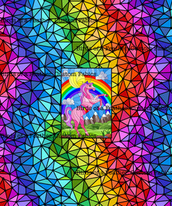 Stained Glass Unicorn Panel - Rainbow